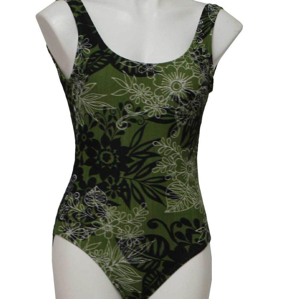 Catalina Green Black One Piece Swimsuit L
